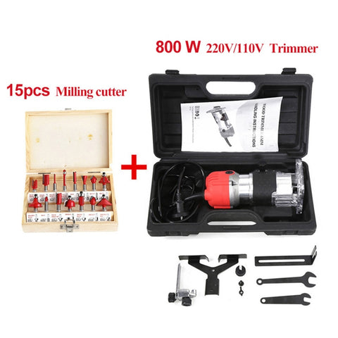 800W 30000rpm Woodworking Electric Trimmer Wood Milling Engraving Slotting Trimming Machine Hand Carving Machine Wood Router
