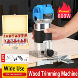 800W Electric Hand Trimmer Router Wood Carving Machine With Carrying Case Woodworking Wood Milling Slotting Machine Power Tools